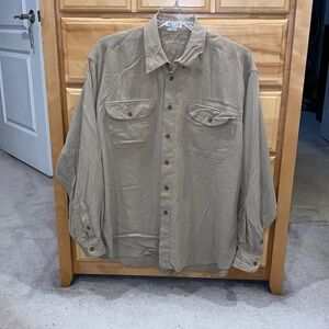 Cypress Grove Men’s Silk Wool Blend Tan Button Down Long Sleeve Shirt Size XXL